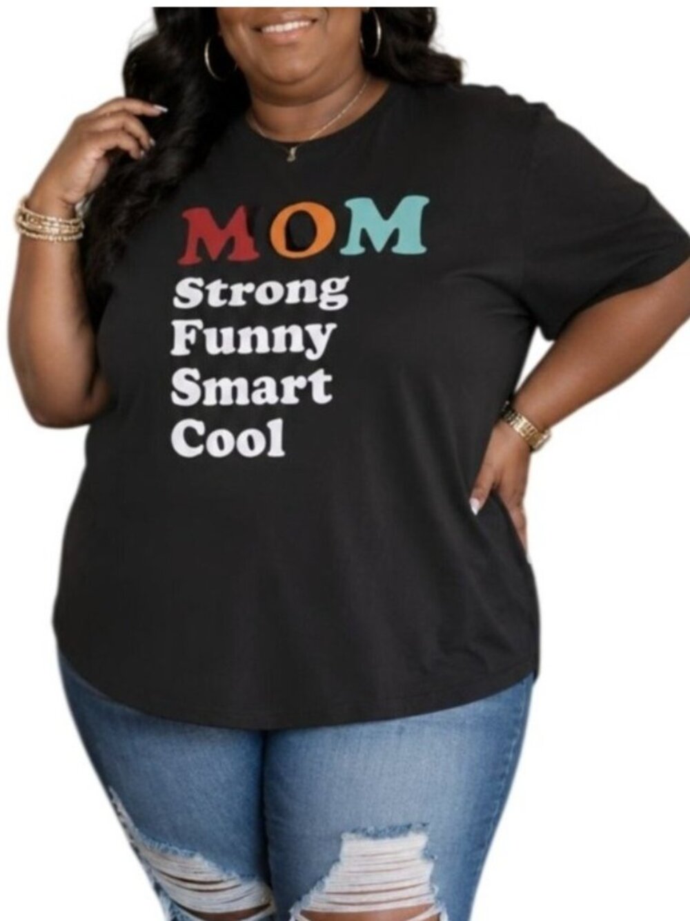 Old Navy Size XXL Top Graphic T-Shirt MOM Cotton Blend Everywear Black Tee